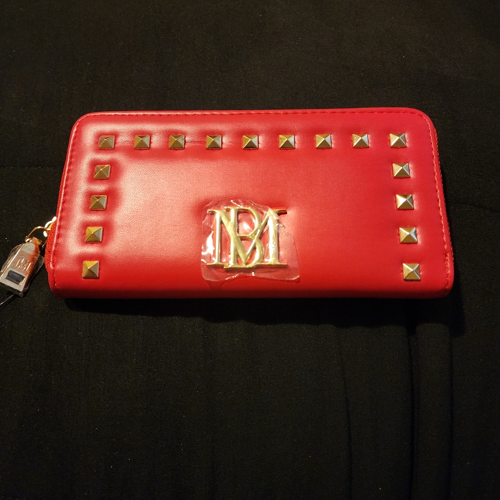 Nwt Red Badgley Mischka Studded Wallet